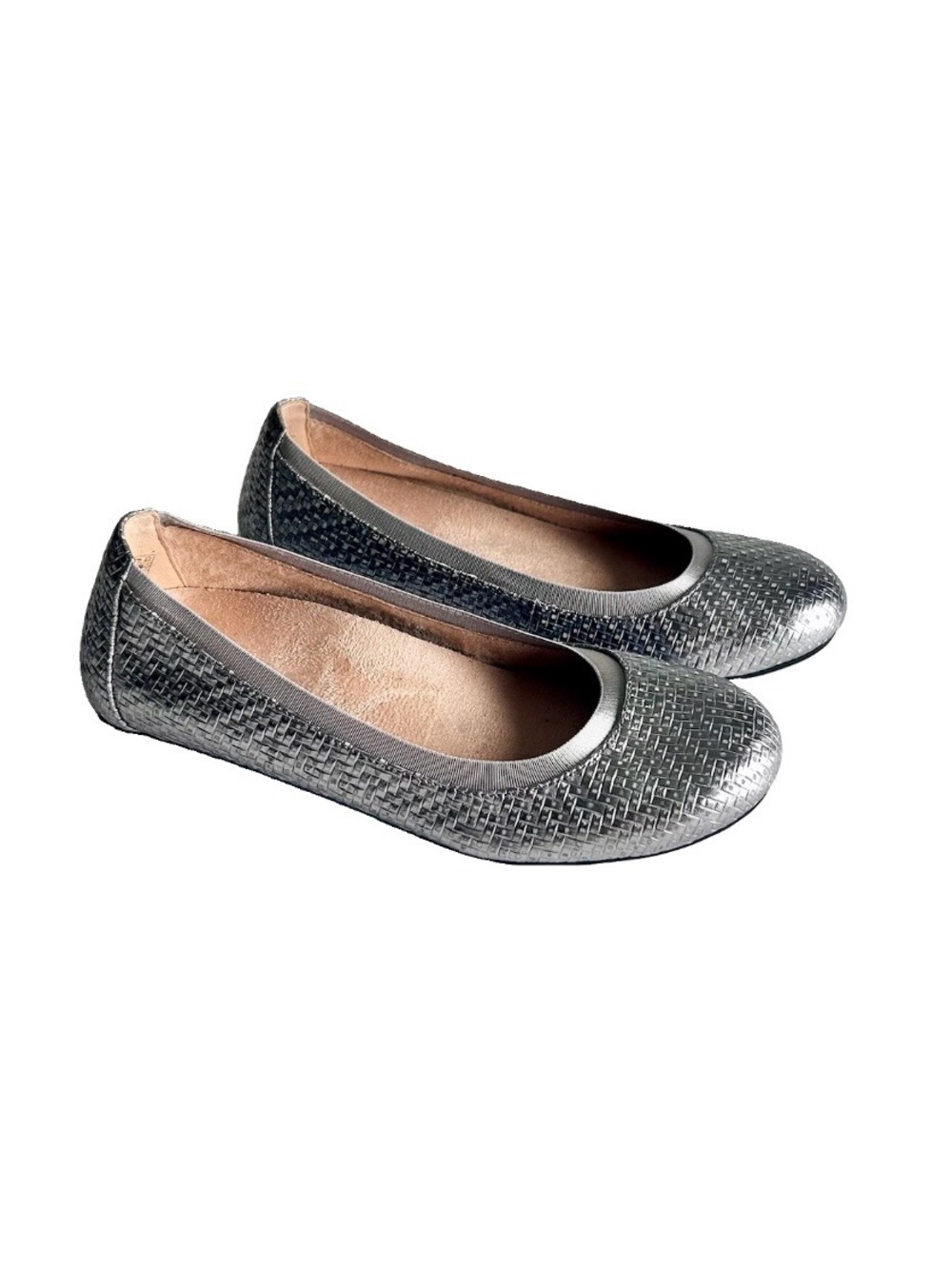 New Vionic Anita Silver Man Made Leather Rubber Outsole Ballet Flats size 7 Wide